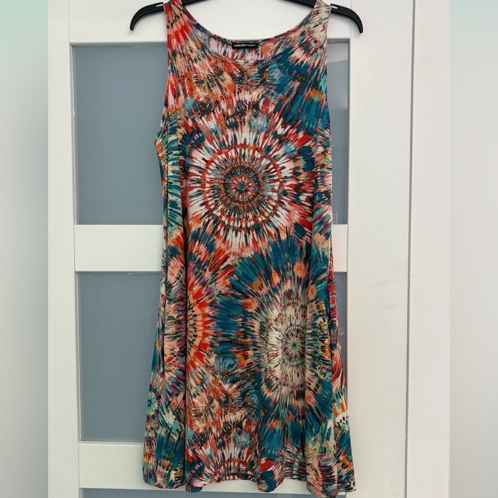 Heimish USA Brand Vibrant Tie-Dye Sleeveless Dress Size medium